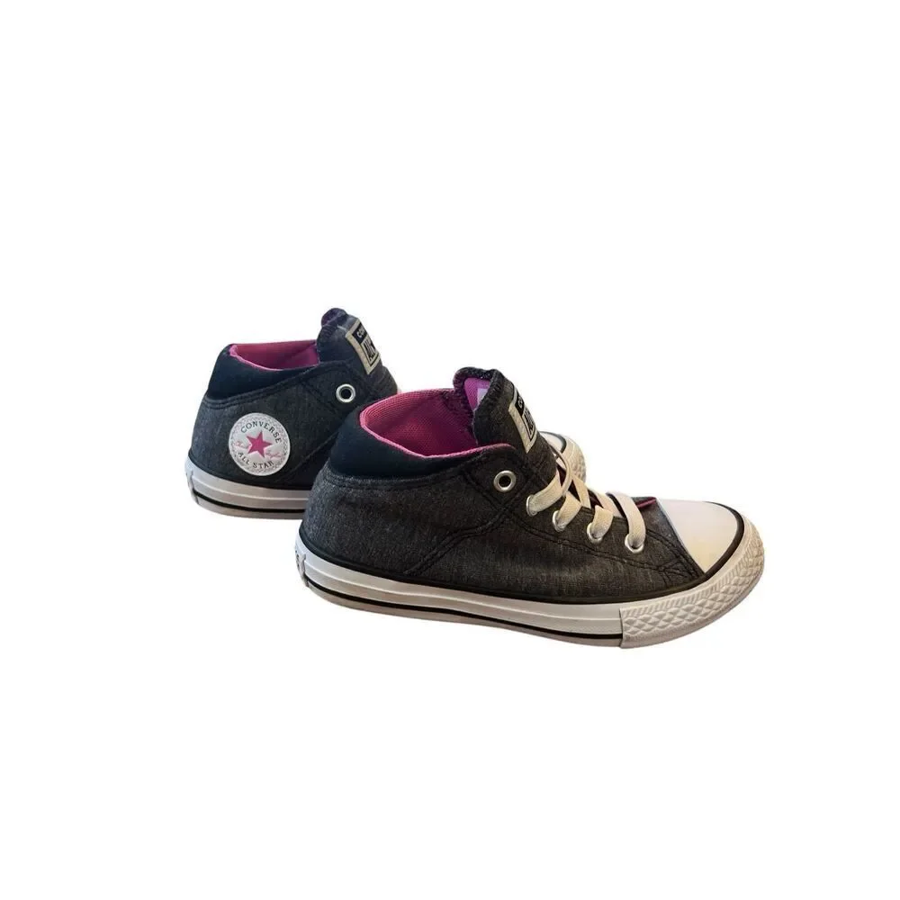 Converse Chuck Taylor All Star Madison Mid Kids' Shoes Black/Fuchsia/White Sz 13